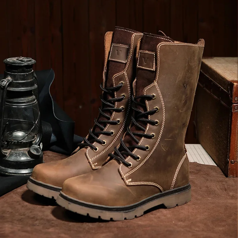 KOWM Botas tácticas de senderismo impermeables de cuero vacuno - imagen 2