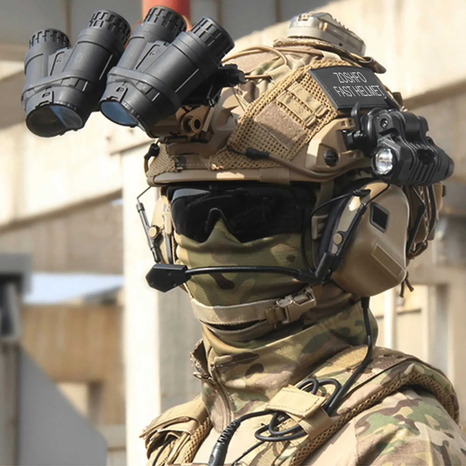 Casco táctico rápido para airsoft y paintball con linterna, gafas - imagen 5