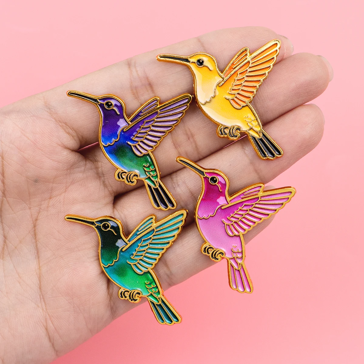 Juego de 4 broches de aves