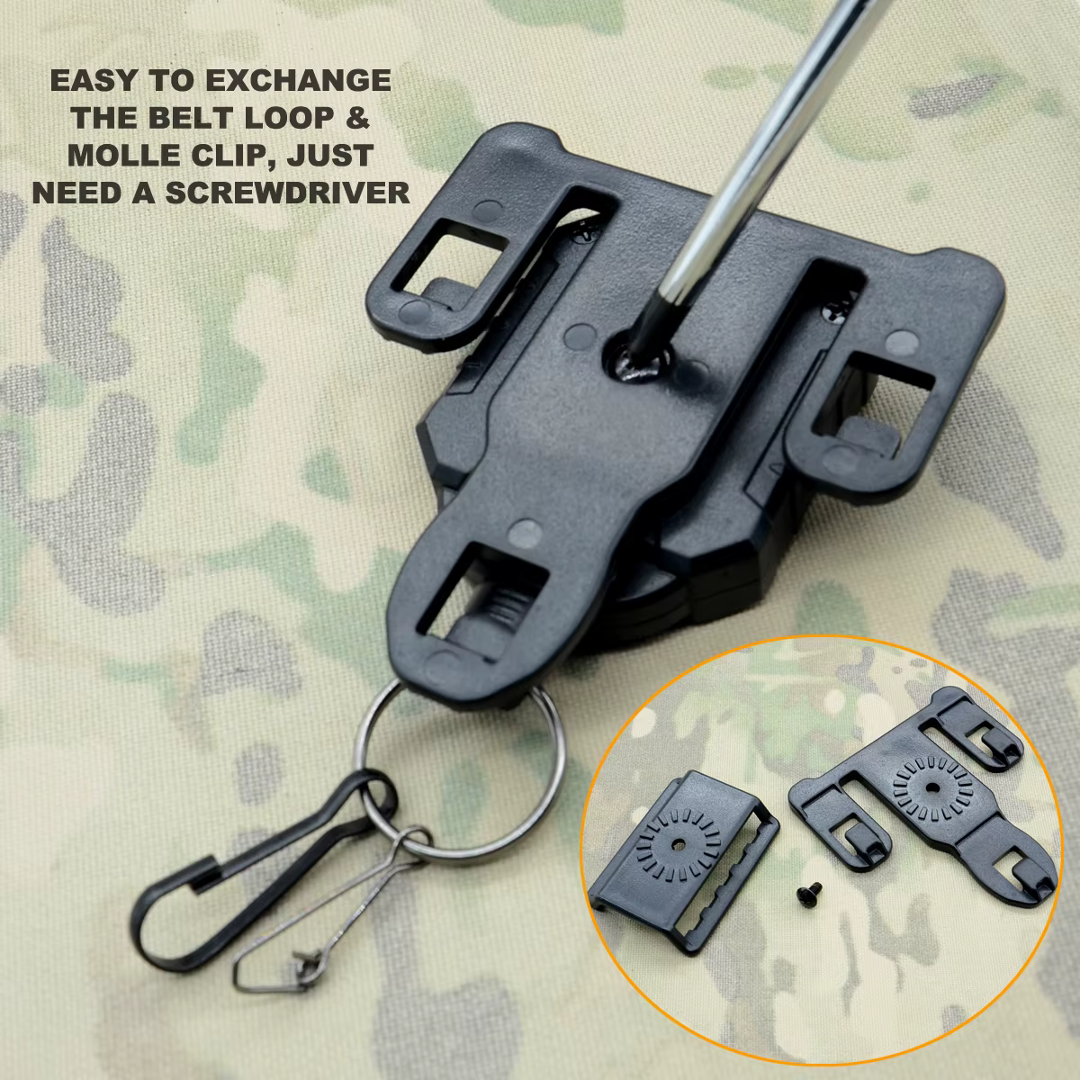 ROCOTACTICAL Carrete retráctil MOLLE para llaves y mosquetón - imagen 3