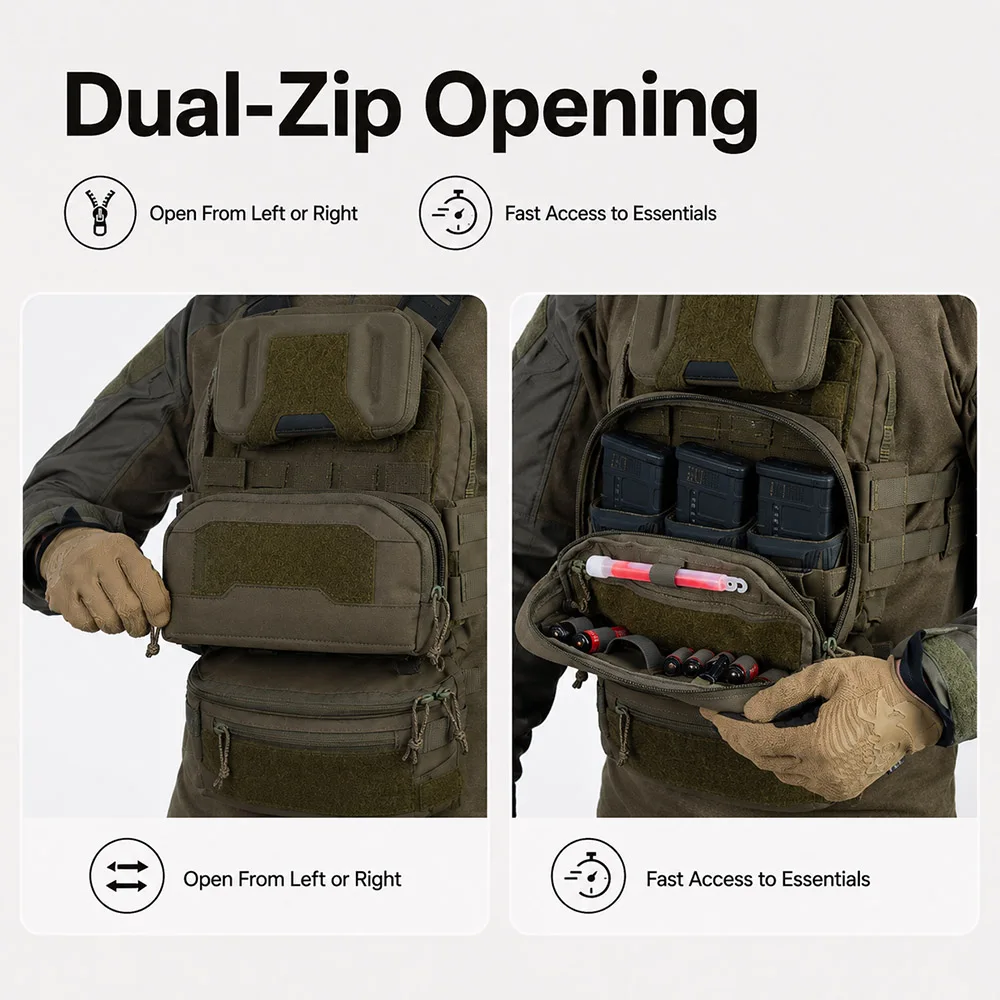 Bolsa táctica MOLLE compacta con insertos de velcro y cordón - imagen 2