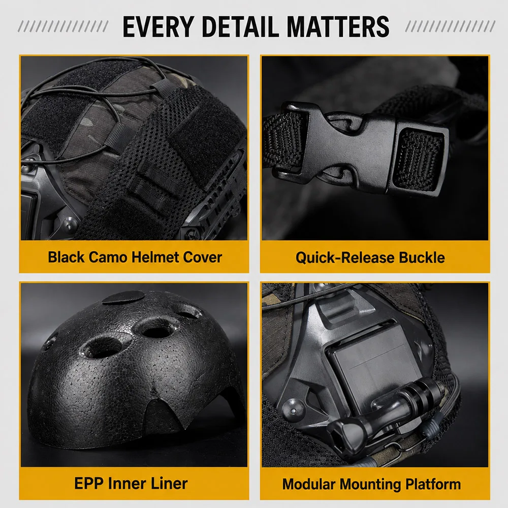 Casco Táctico FAST Airsoft con Visera, Accesorios – Protección Outdoor - imagen 4