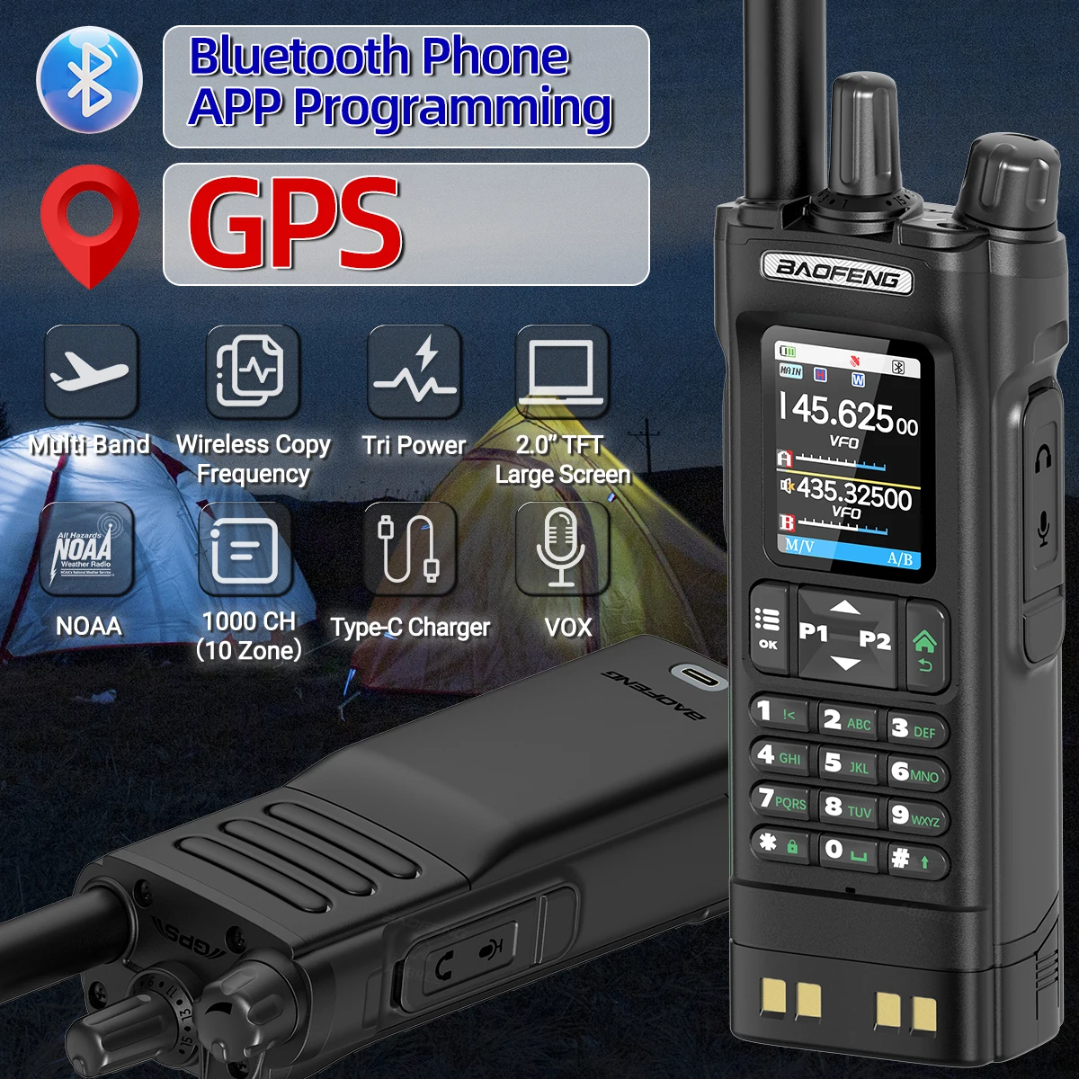 BAOFENG UV-32 Walkie talkie con GPS y programación Bluetooth - imagen 2