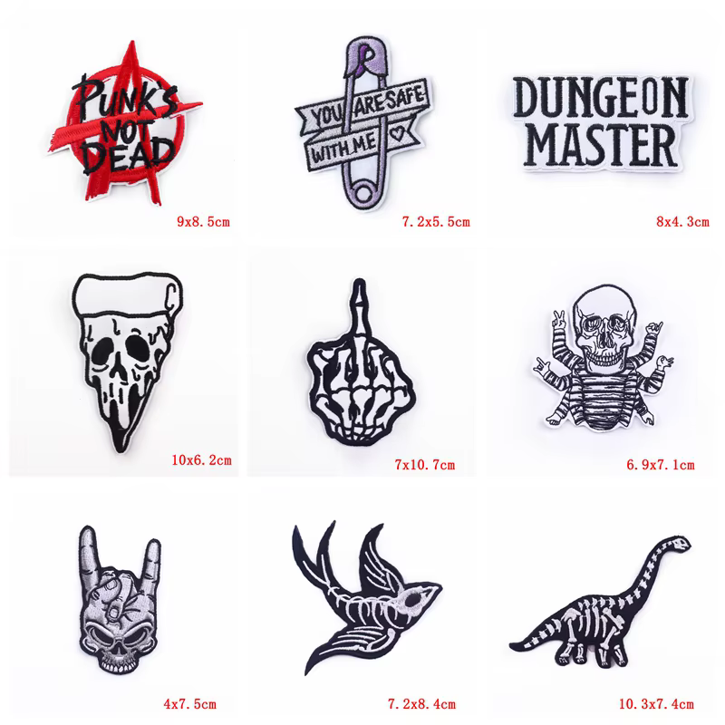 Parches termoadhesivos bordados estilo punk para chaquetas y vaqueros