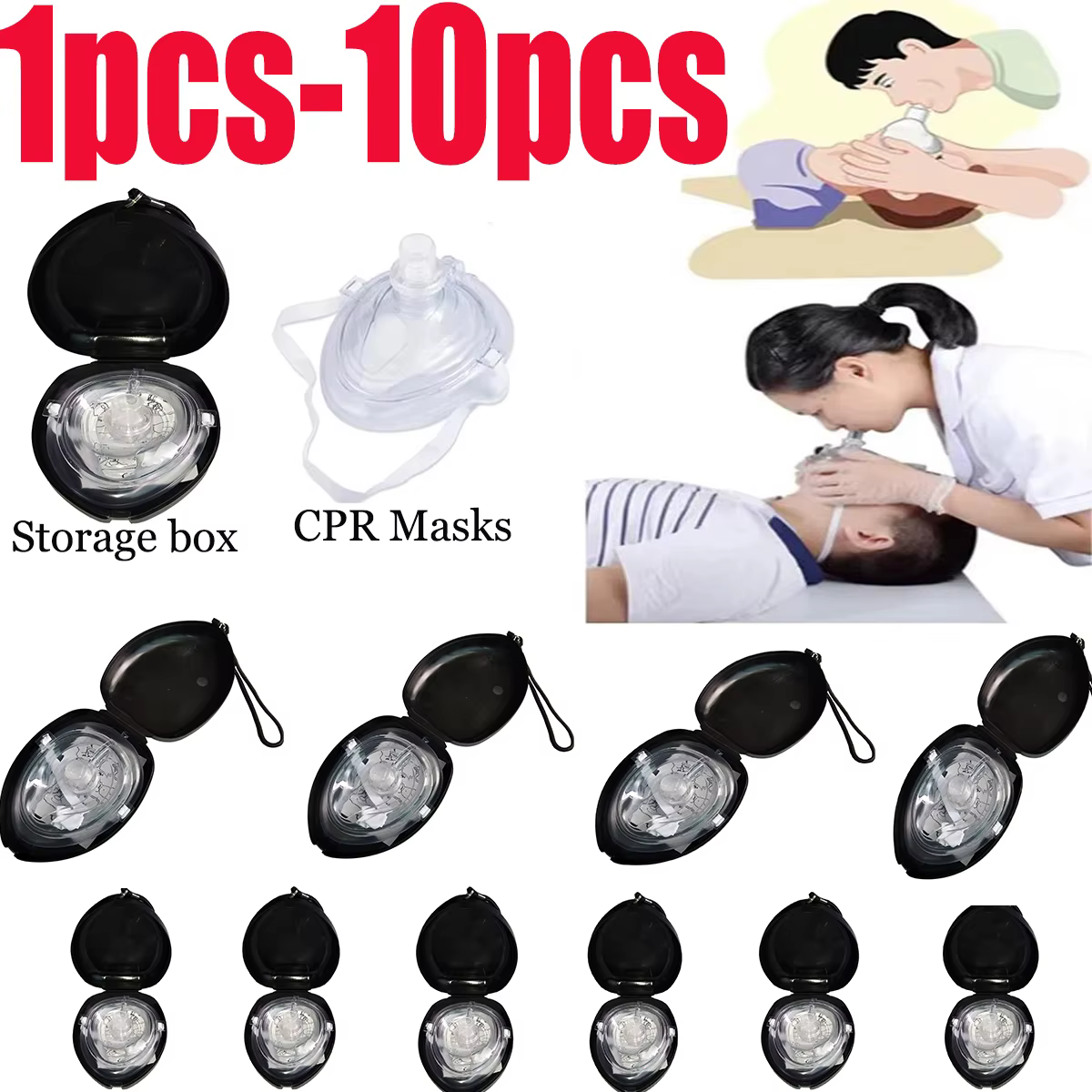 Máscara de rescate RCP con estuche protector facial para adultos y niños - imagen 5