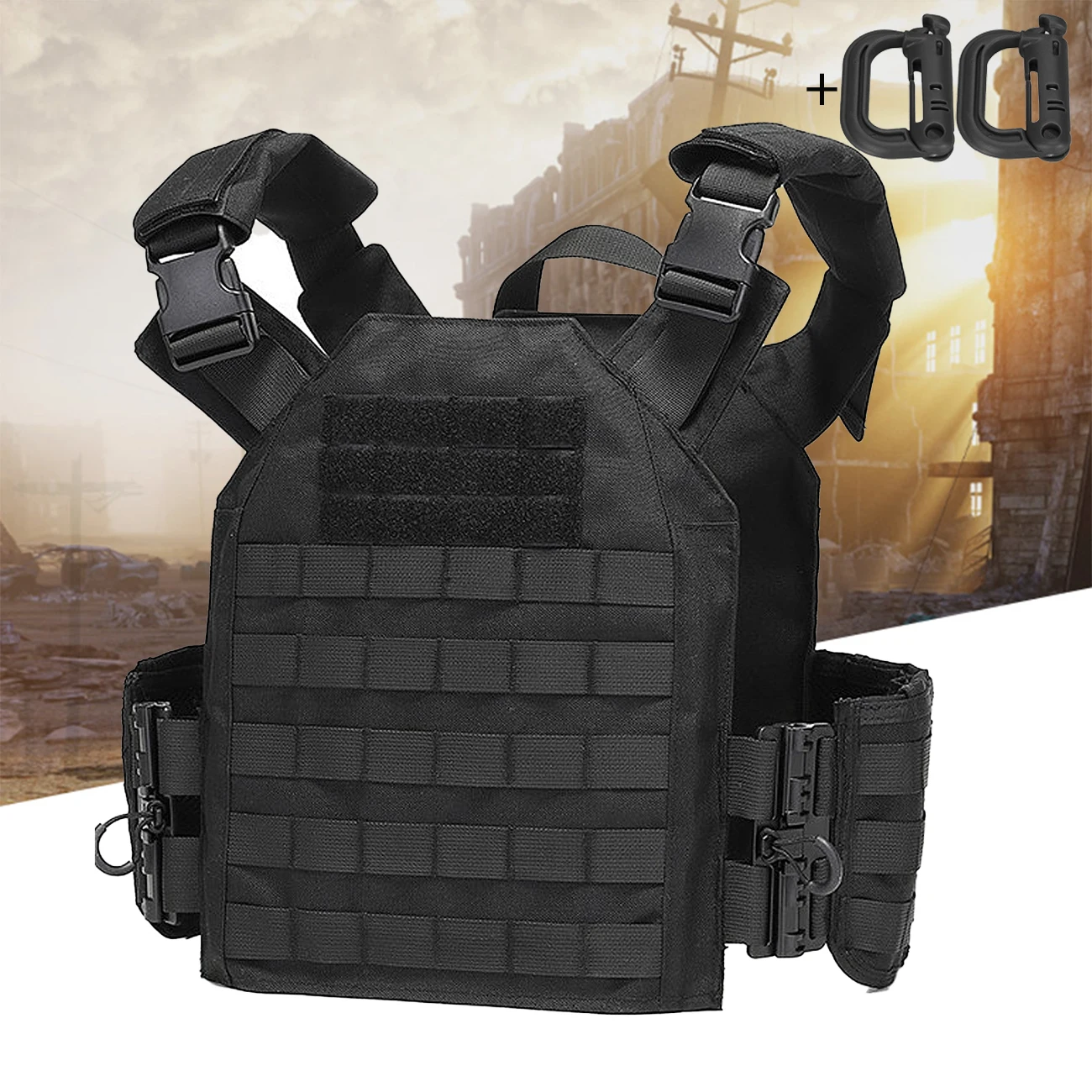 Chaleco caza MOLLE ajustable desmontaje rápido, resistente desgaste - imagen 4