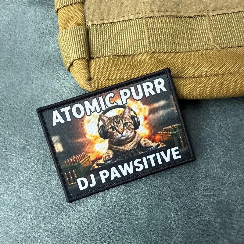 Parche táctico gato DJ con velcro gancho y bucle para mochila - imagen 4