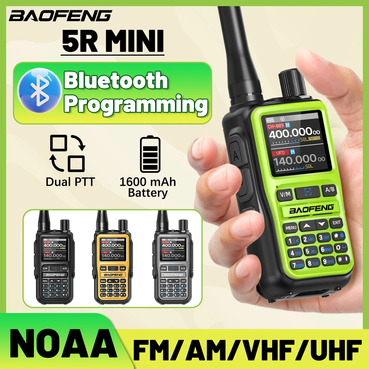Baofeng UV-5R Mini radio Bluetooth FM - Emisor receptor táctico - imagen 5