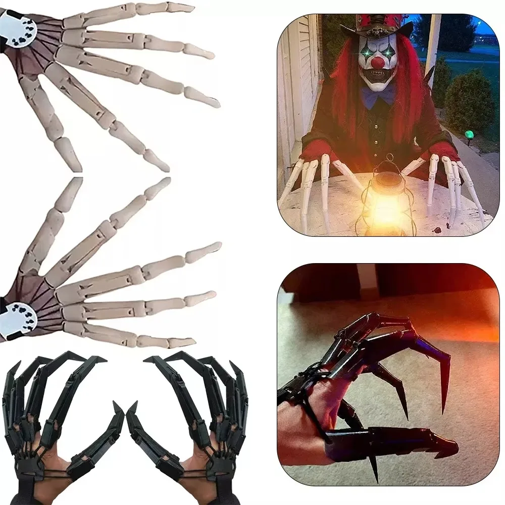 Guantes con dedos postizos y garras para Halloween