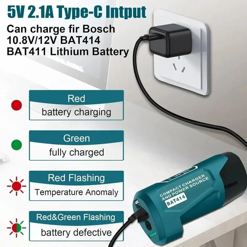 Bosch cargador USB-C y salida CC para batería Li-Ion
