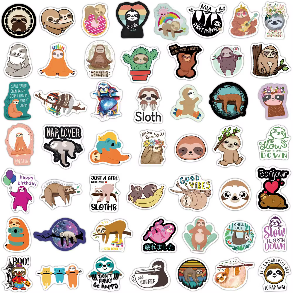 Pegatinas de perezoso para portátil y teléfono – Pack infantil adhesivo - imagen 3