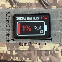 Parche táctico meme Batería Social Baja Morale Bajo gancho-bucle