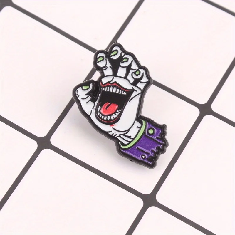 Broche zombie garras verdes brillantes con mano de descomposición - imagen 2
