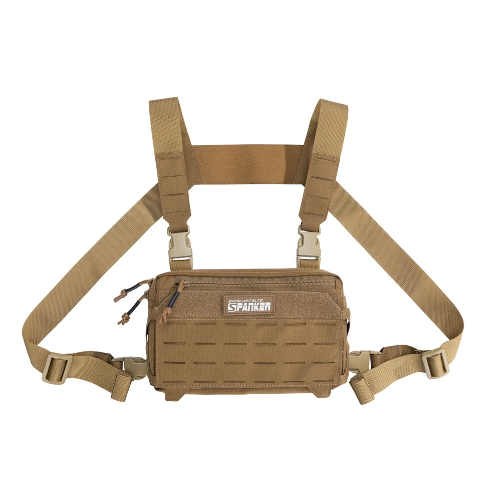 Chaleco táctico MOLLE con arnés y porta-radio airsoft caza