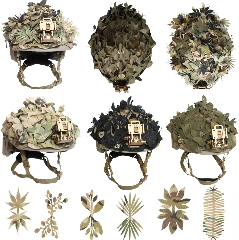 Funda casco táctica camuflaje 3D modular con hojas multi-forma