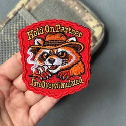 Parche Táctico Bordado Mapache con Gancho y Bucle para Mochila y Ropa