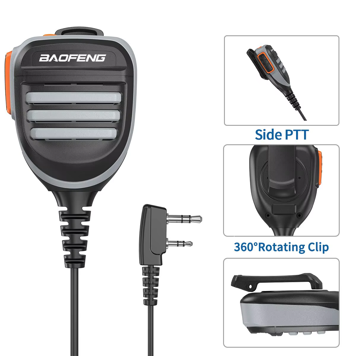 Baofeng UV-K5 Micrófono para UV-5R y radios de mano profesionales - imagen 5