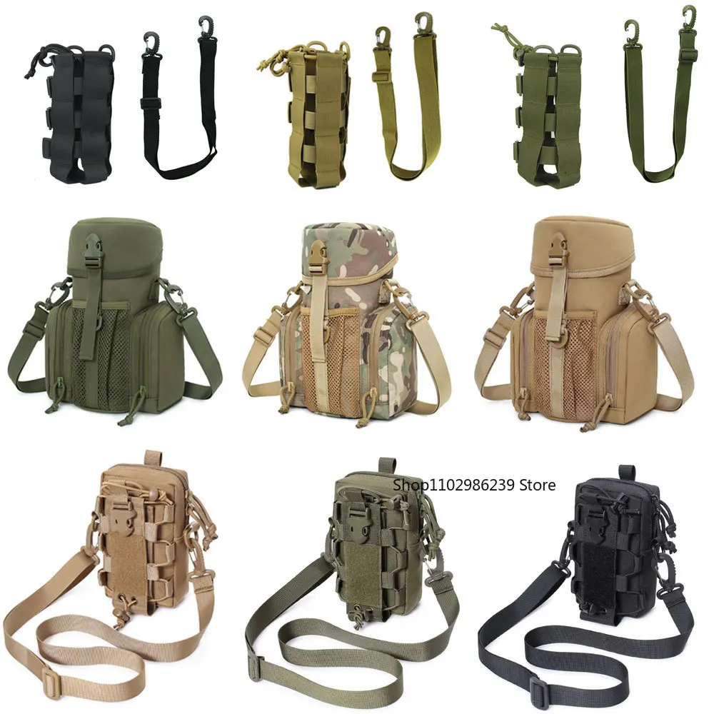 Bolsa táctica MOLLE portabotellas EDC para camping y senderismo