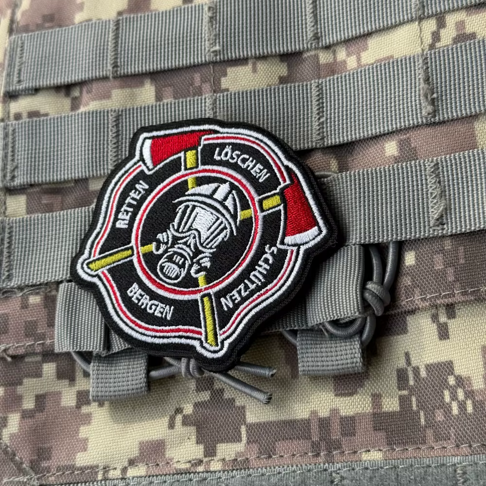 Parche táctico Bomberos y Rescate bordado con velcro para mochila - imagen 3