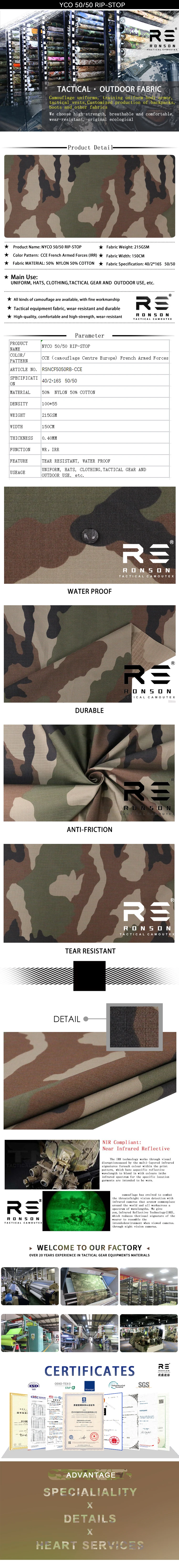 Tela camuflaje estilo europeo francés tipo rip-stop
