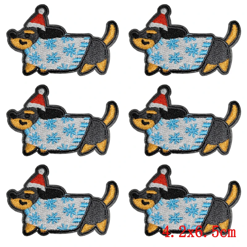 Parche bordado autoadhesivo perro salchicha y gato para manualidades - imagen 2