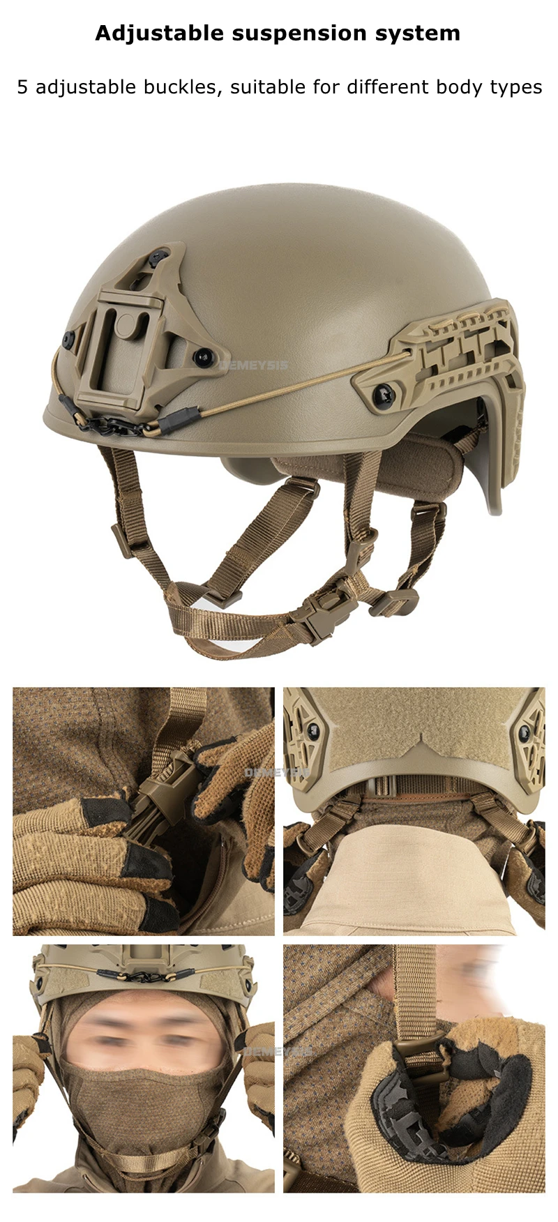 Casco táctico plegado para transporte