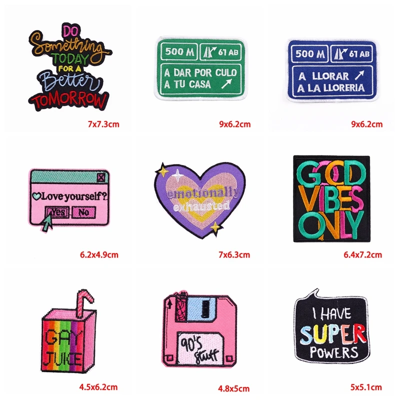 Parches termoadhesivos bordados dibujos animados letras y flores - imagen 3