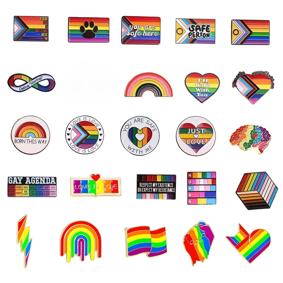 Pin metálico con diseño arcoíris estilo anime