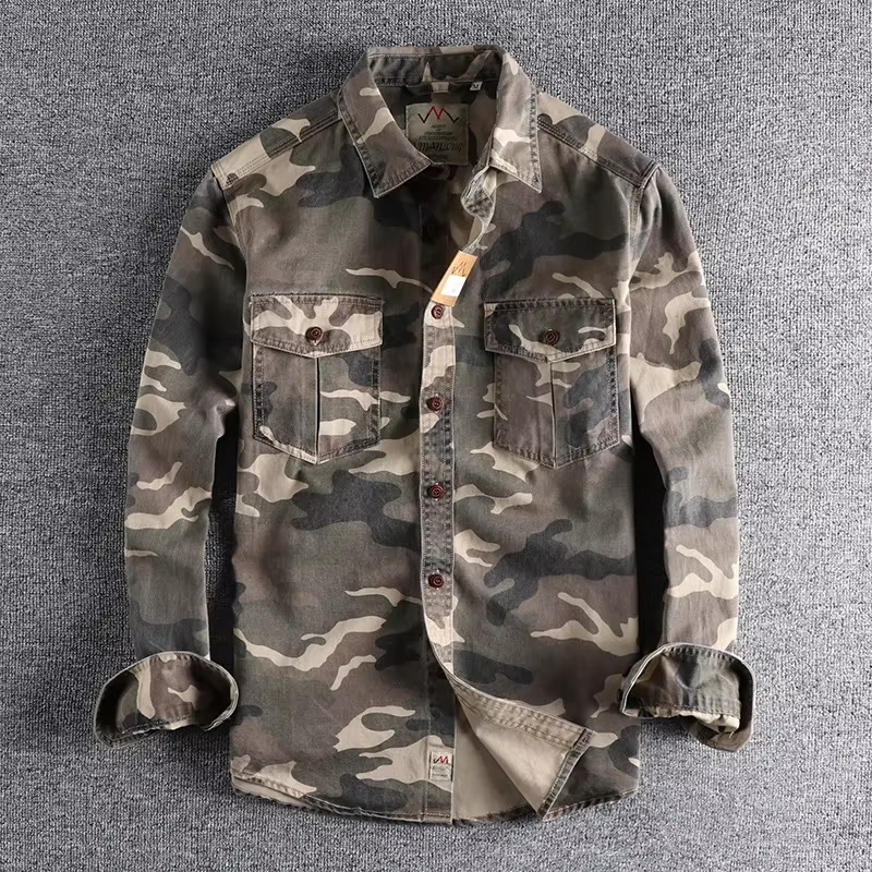 Camisa militar camuflaje algodón lavado resistente, manga larga outdoor - imagen 3