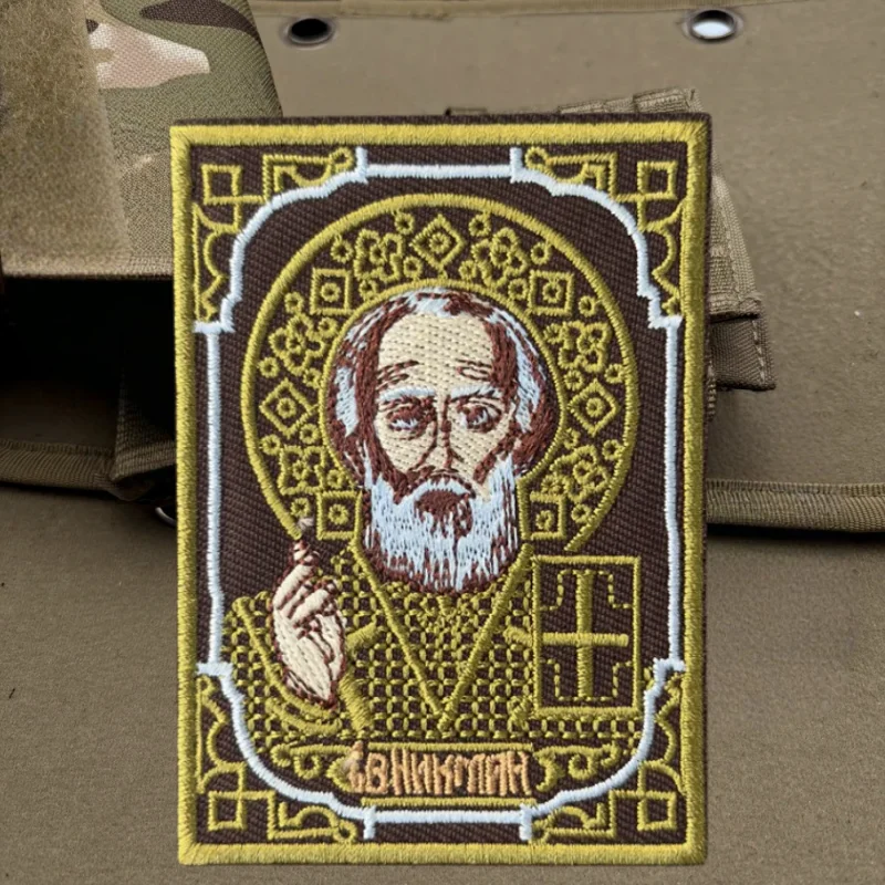 Parche táctico bordado con icono de San Nicolás, gancho y bucle - imagen 2