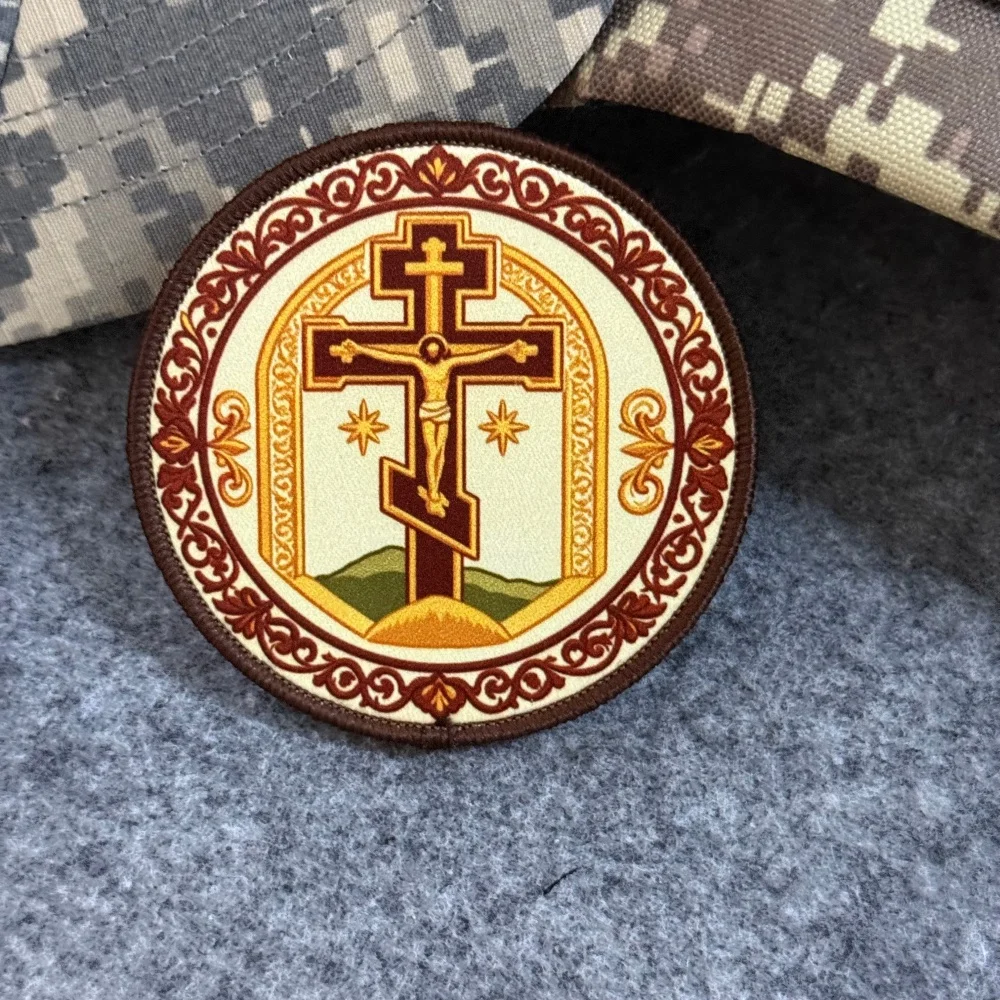 Parche táctico bordado cruz ortodoxa con velcro para chaqueta - imagen 2