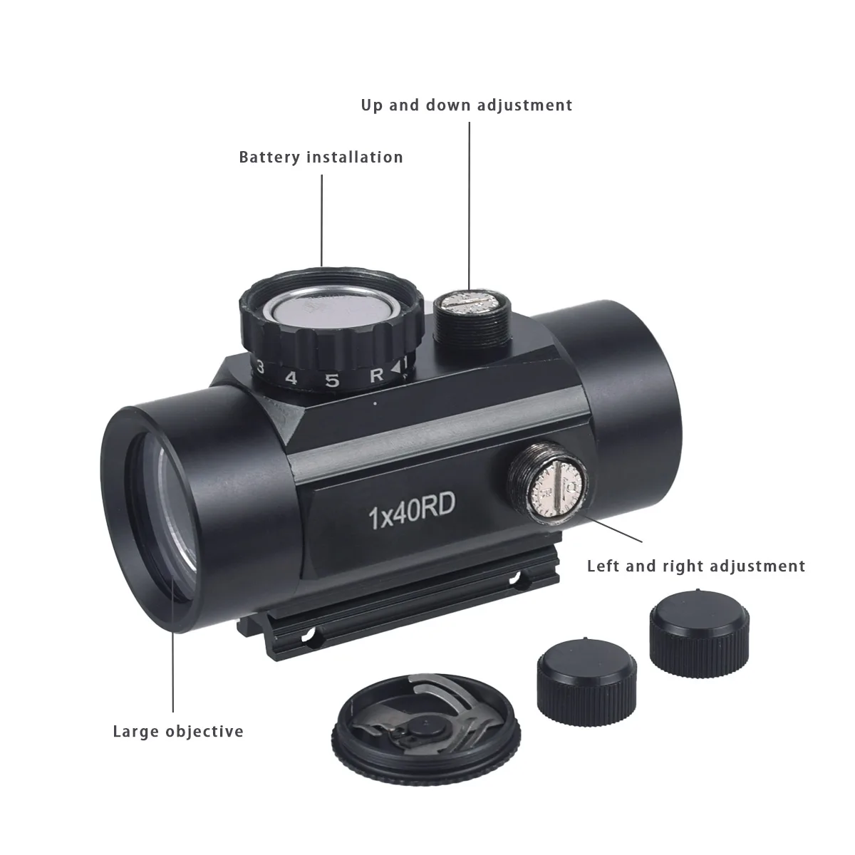 Mira red dot táctica ajustable antivaho y antichoque Picatinny - imagen 2
