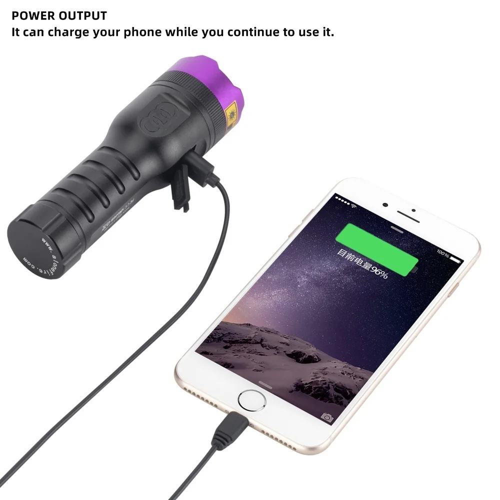 Linterna UV táctica 365nm recargable – Luz negra LED profesional - imagen 4