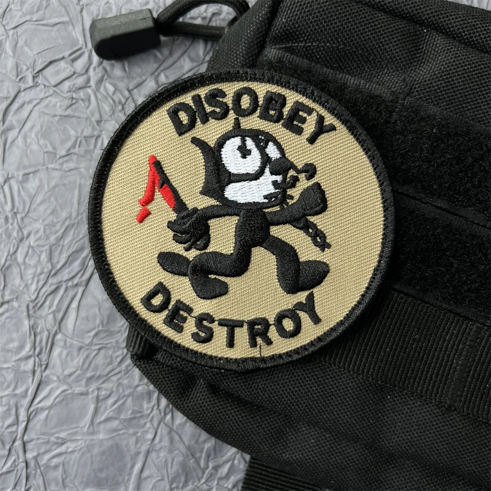 Parche bordado Gato Negro táctico militar Hook&Loop para Mochila - imagen 5