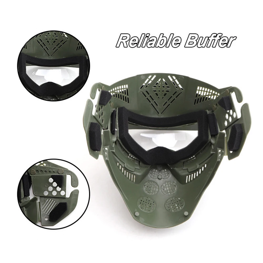 Máscara táctica airsoft protección facial con lentes de PC y auditiva - imagen 3