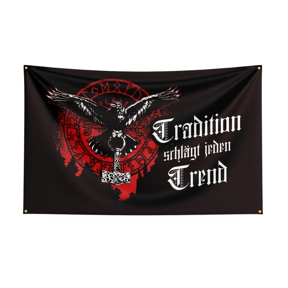 Bandera decorativa logo vikingo bordada para exterior - imagen 3