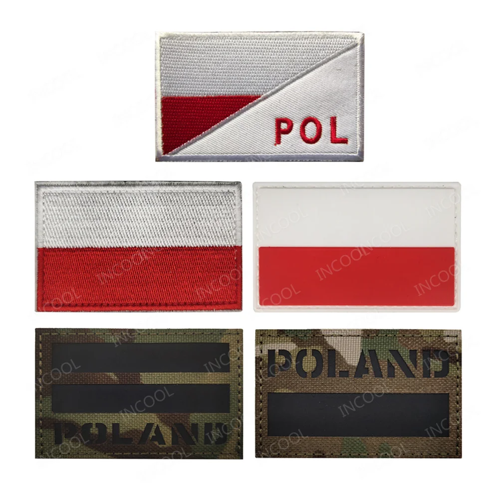 Parche bandera Polonia reflectante PVC bordado para ropa táctica - imagen 3