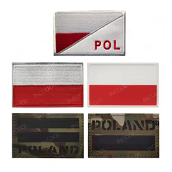 Parche bandera Polonia reflectante PVC bordado para ropa táctica