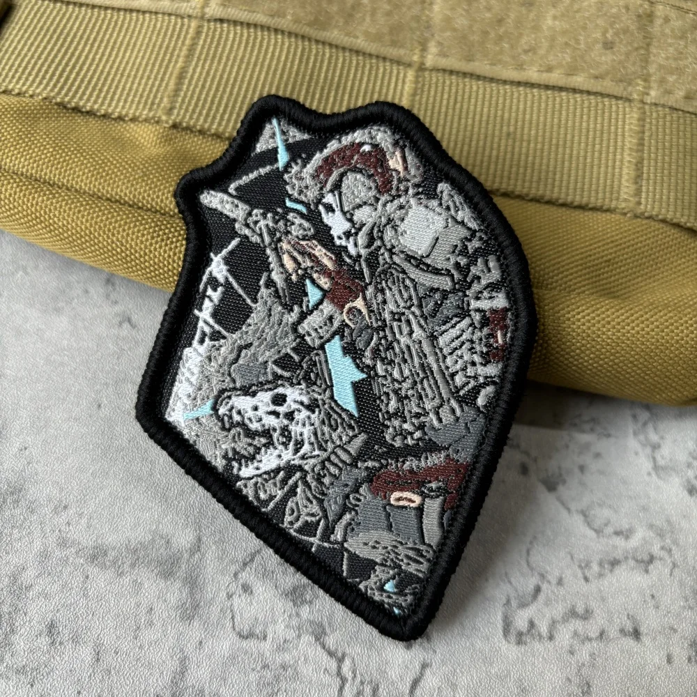 Parche táctico MOLLE calavera tejida para mochila y equipamiento militar - imagen 5