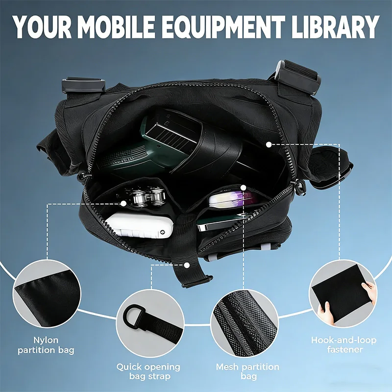 Bolso negro listo para actividades al aire libre