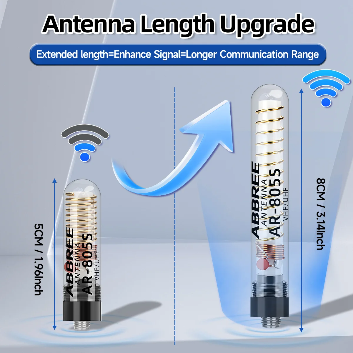 Antena Dual Band ABBREE AR-805S Alta Ganancia SMA f Baofeng - imagen 3
