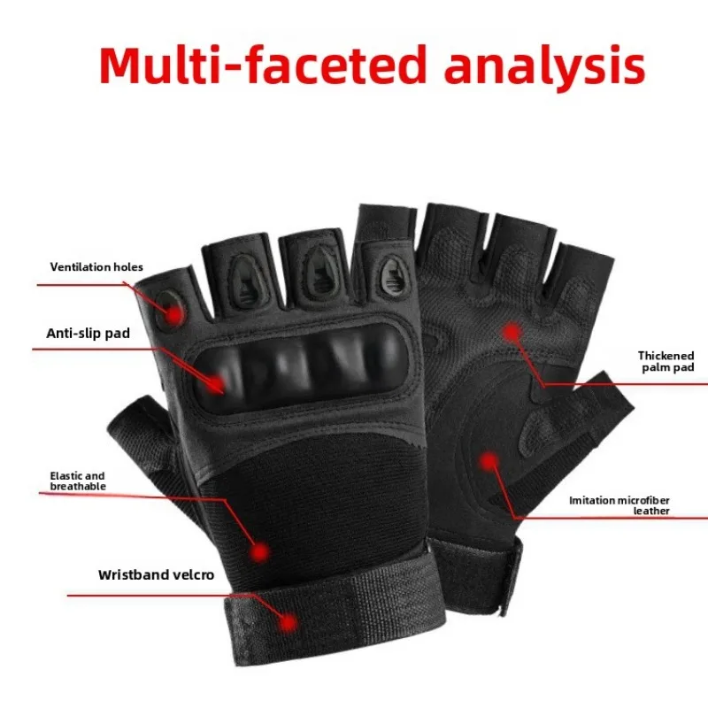 Guantes tácticos sin dedos antideslizantes transpirables tiro y Airsoft