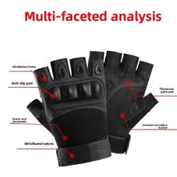 Guantes tácticos sin dedos antideslizantes transpirables tiro y Airsoft