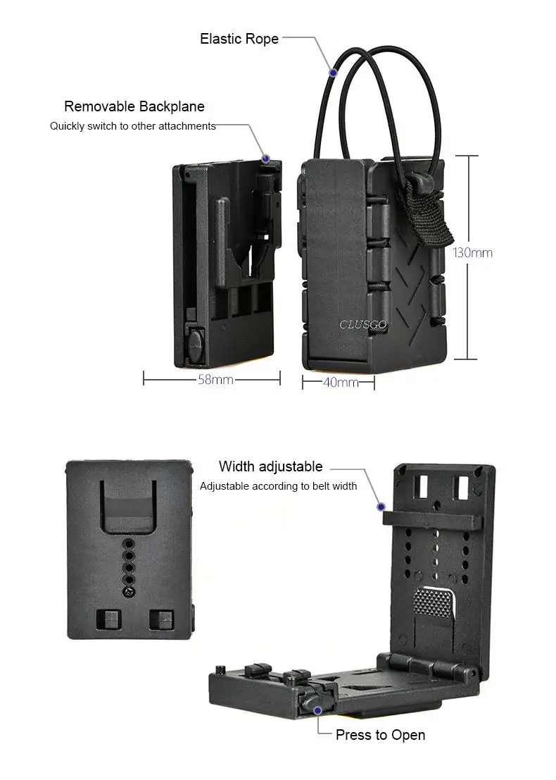 Detalle del compartimento elástico para accesorios