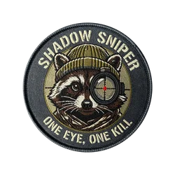 Parche bordado Shadow Sniper mapache con velcro gancho y bucle