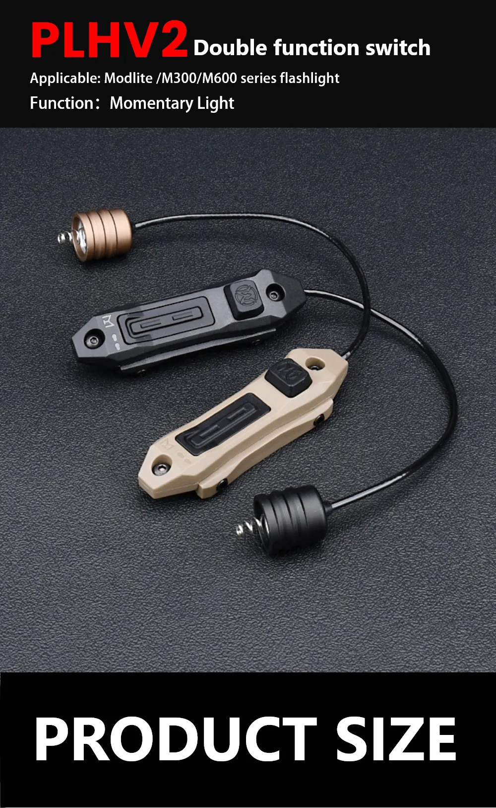 Interruptor táctico en uso sobre una linterna de airsoft
