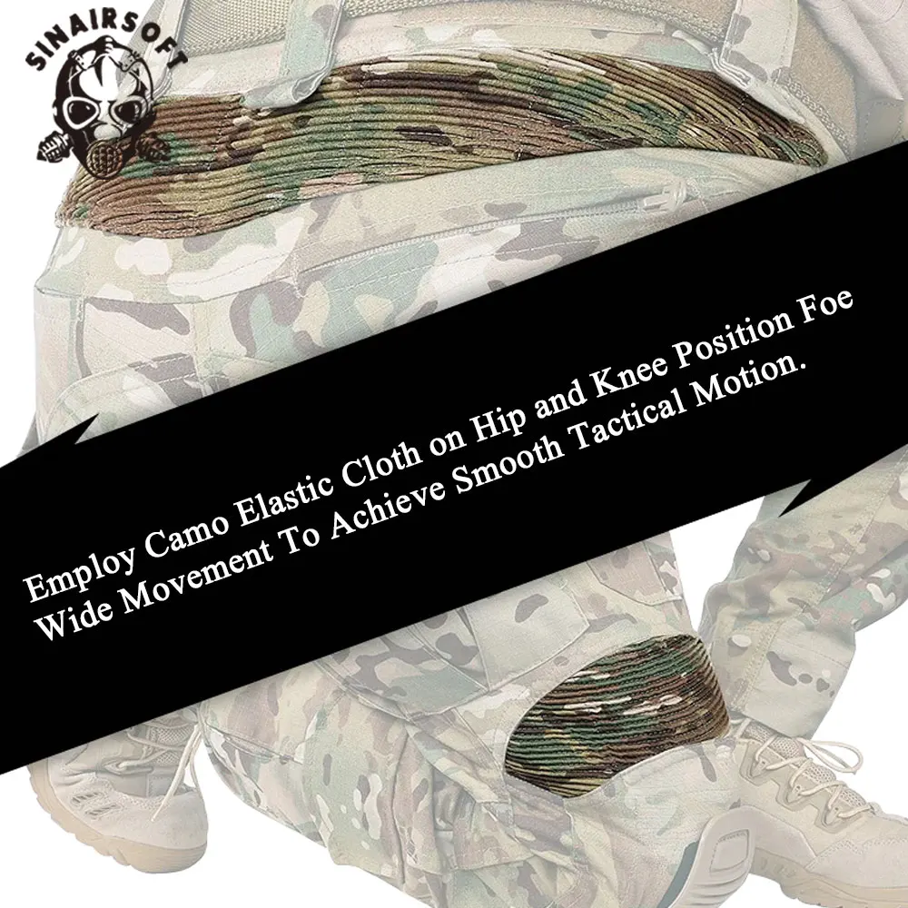 SINAIRSOFT Pantalones tácticos airsoft Multicam G3 con rodilleras - imagen 4