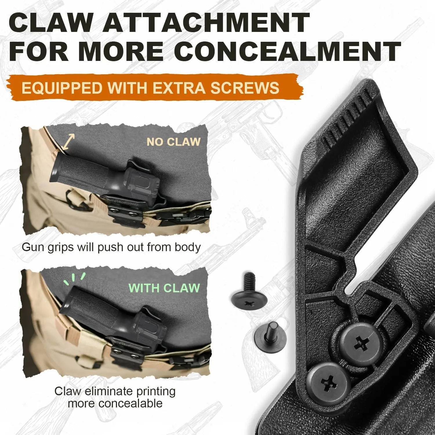 Funda Kydex IWB Glock 20/21/22 – Retención ajustable diestra - imagen 3