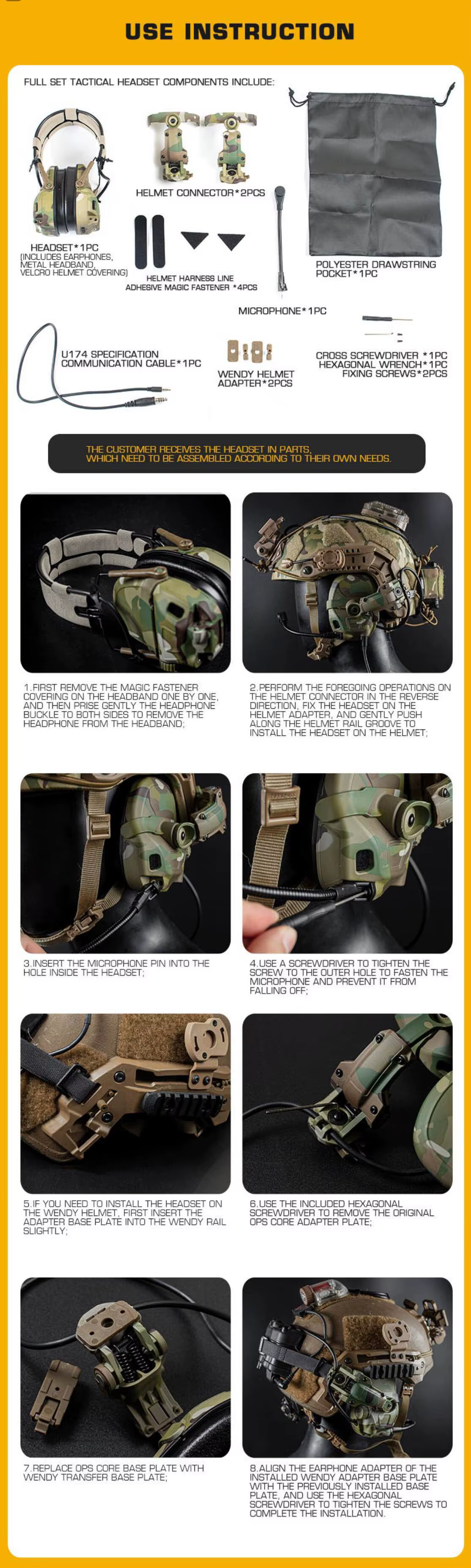 Componentes y accesorios para casco y riel