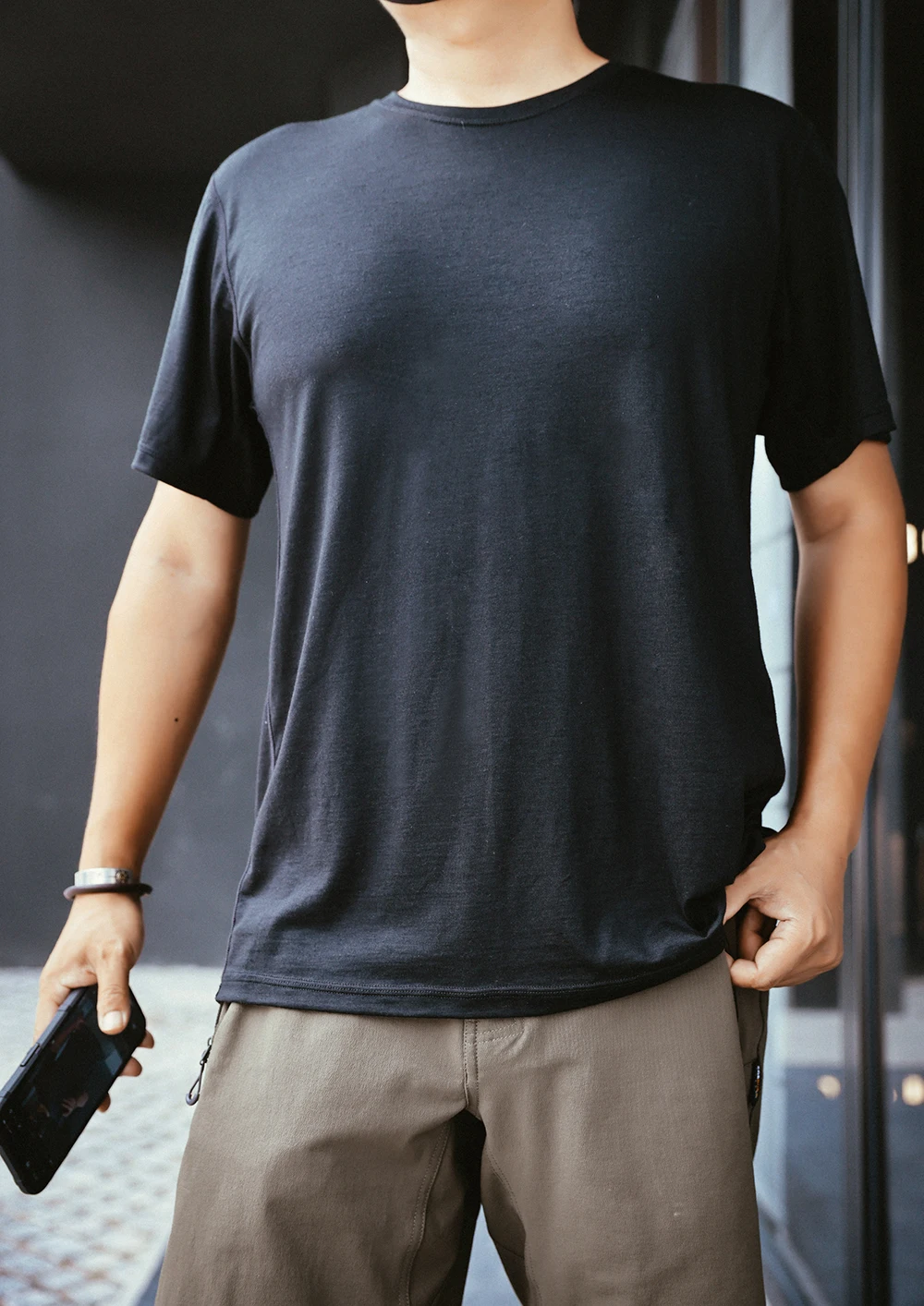 Camiseta de lana merino para hombre, vista frontal
